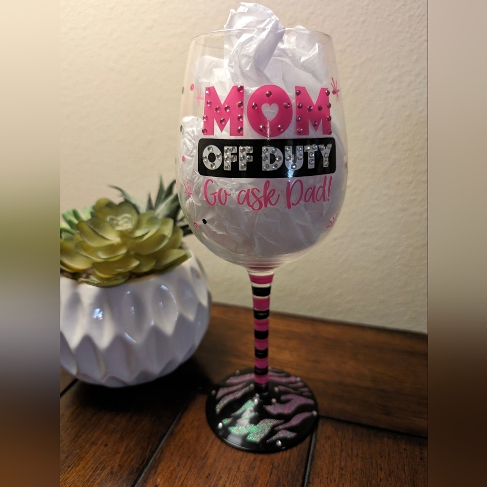 NEW Hand Painted Wine Glass For Moms/Mother's With Rhinestones!